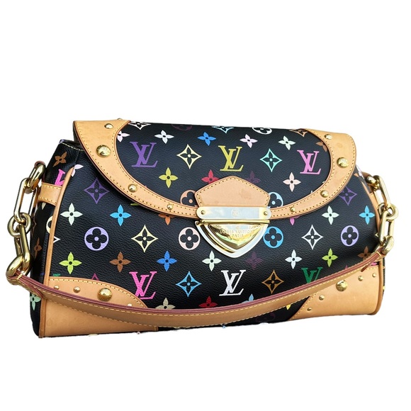 Louis Vuitton Beverly MM Monogram Shoulder Handbag Black Multicolor Noir - Picture 6 of 14